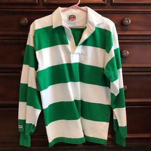 Green and White Stripped Rugby